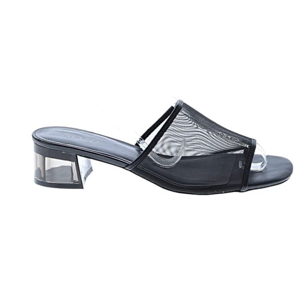 90s black mesh clear block heel sandals